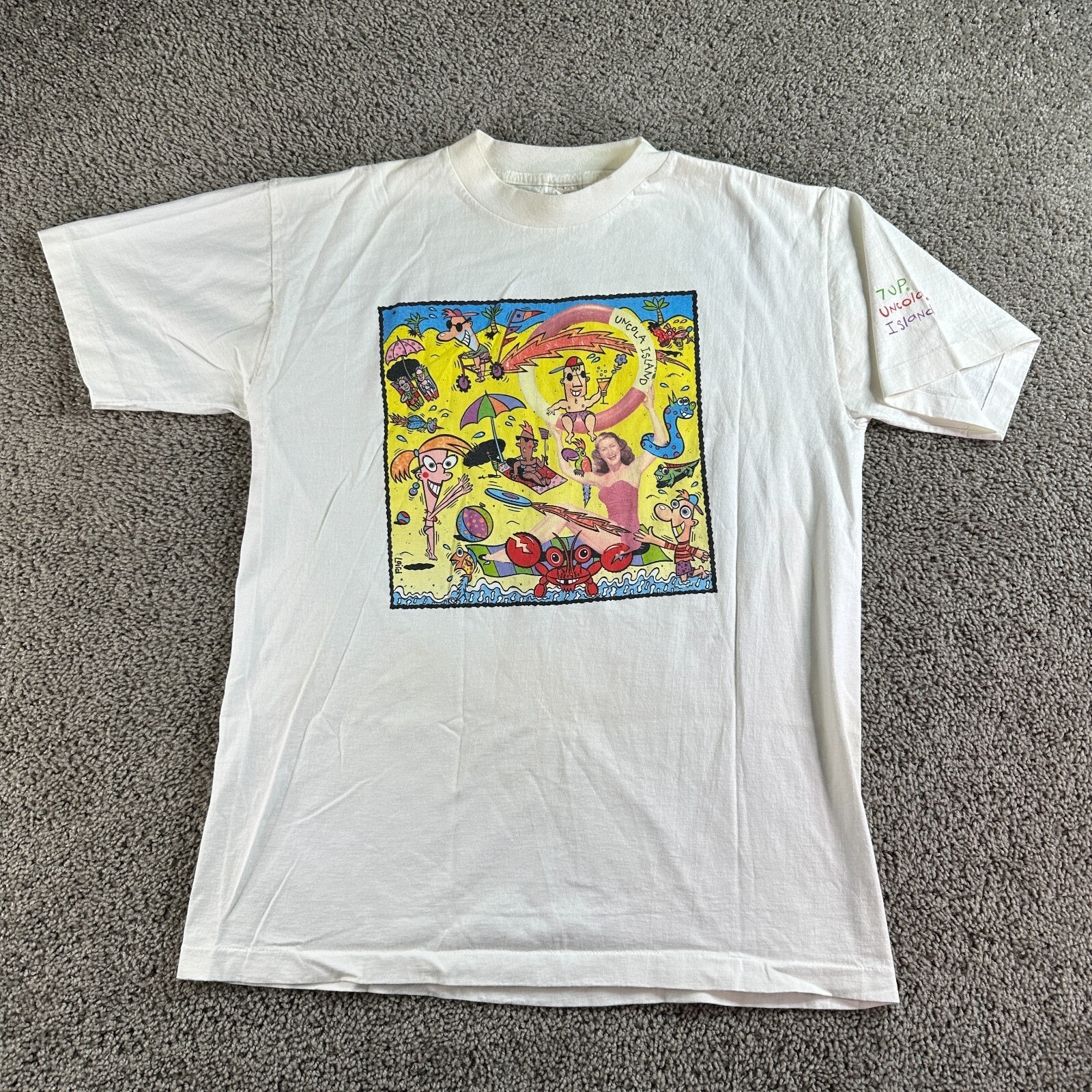 Vintage 7 Up Shirt Mens Large Uncola Island Laird Double Sided Single Stitch